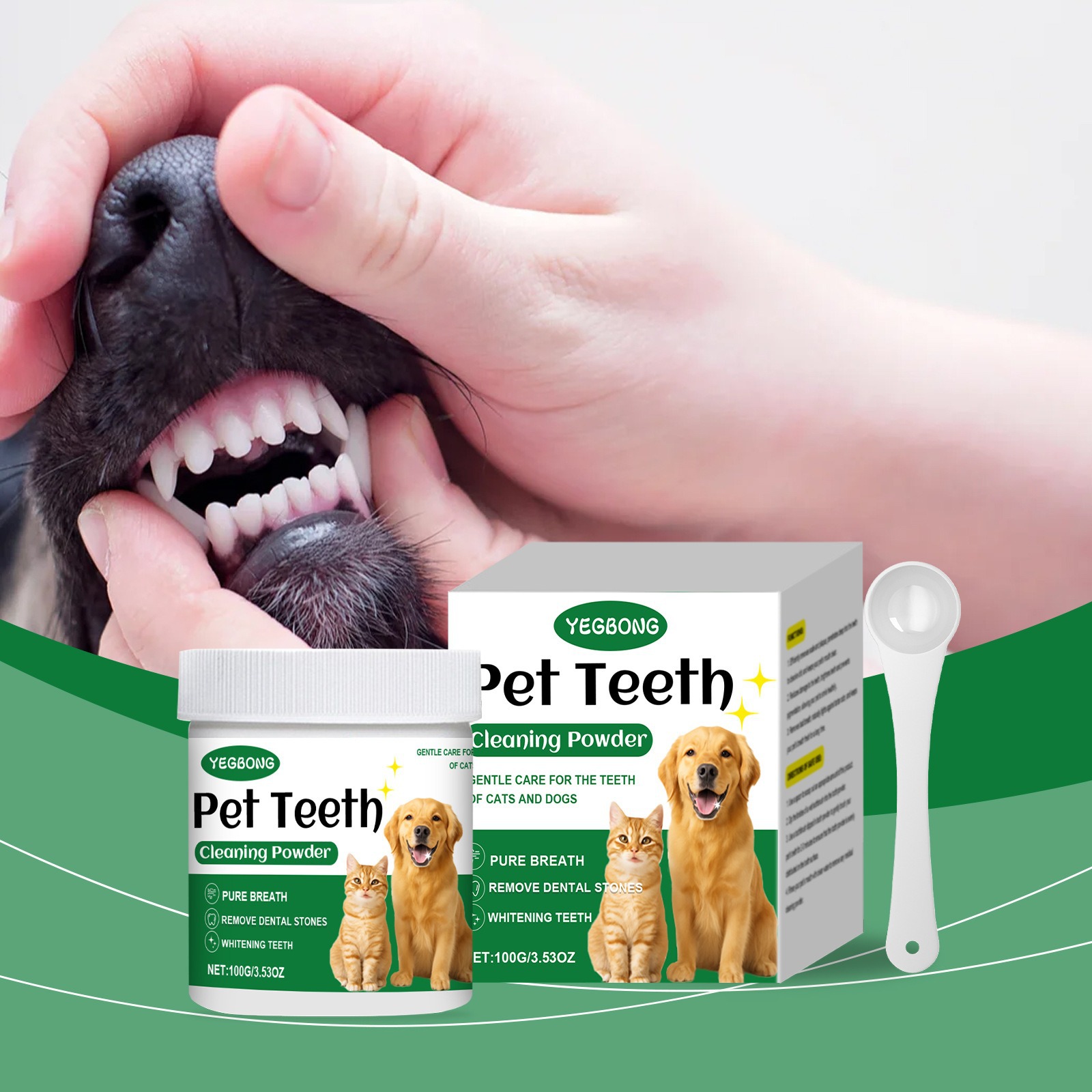 Teeth Whitening Q&M - Proszek do czyszczenia zębów dla zwierząt